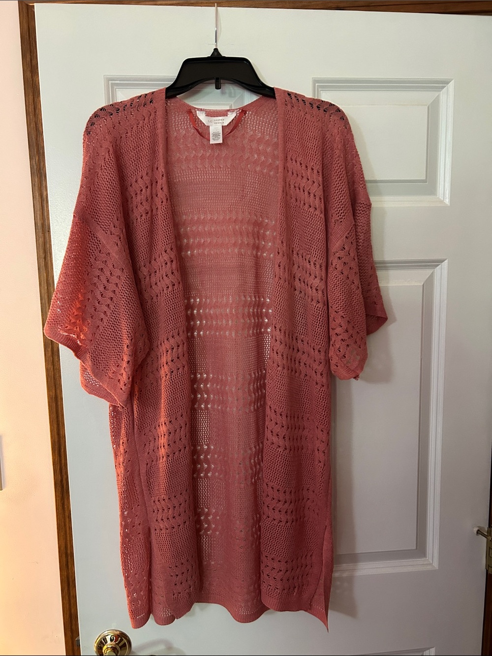 LC Lauren Conrad Coral Open-Knit Lace Coral Sweater - One Size Fits All